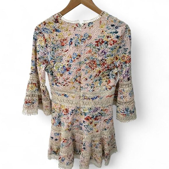 Aqua Print Ruffled Cotton Mini Dress - Picture 3 of 8